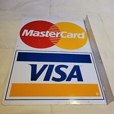 Vintage Sign / Signage Visa Mastercard Double Sided Aluminum 21 X 16 / 1993 picture