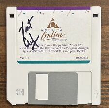Vint Cerf FATHER OF THE INTERNET SIGNED America Online AOL 1.1 Disk BAS Beckett picture