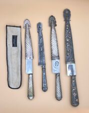Lot of Vintage Argentina 800 Silver Industria Gold Inlay Gaucho Knives & Sheaths picture