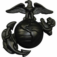 US Marine Corps Left Cap Black Emblem WW 2 USMC Lapel / Hat Pin 1-3/4