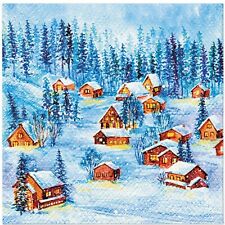 (20) Christmas Decoupage Paper Napkins Winter Village Pack of 20 Luncheon Napkin picture