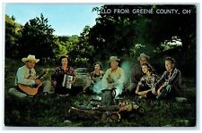 c1960's Hello From Greene County Campfire Twilight Dude Ranch Ohio OH Postcard picture