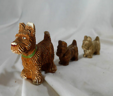 Lot of 3 Vintage Molded Composition Scottish Terrier Scottie Dog Figurine picture