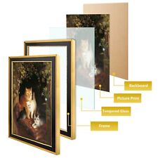13x19 Black/Classic Gold Picture Poster Photo Frame with Glass and Mat for Wall picture