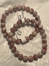 Lot Of Two 6 mm Genuine Natural Pink Tourmaline Crystal Healing Bead Bracelets picture