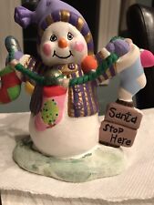 Professionally Hand Painted Happy Ceramic Snow Figurine. picture