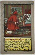 1901-1906 Little Red Riding Hood Postcard Wicked Wolf Eaten GMA Lays In Bed picture