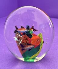 Vintage Oval Murano Style Art Glass Fish Tank Aquarium Paperweight SALE picture