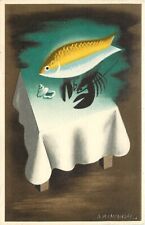 Cassandre 1930s Advertising Art Postcard Maison Prunier Paris Seafood Restaurant picture