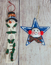 Unbranded Handmade Christmas Noel Snowman Ornaments White Blue Green picture