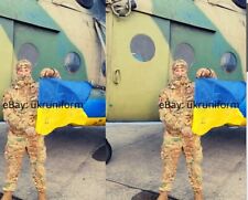 UKRAINE ARMY FLAG FROM W A R WITH ZSU WARRIORS SIGNATURES FOR DONATE ZSU VIDEO picture