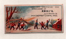 Vintage 1890's Victorian Trade Card Heist's Spectacles & Glasses Hagerstown MD picture