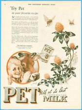 1921 Pet Milk Helvetia Co St Louis MO Honey Bees Clover Vintage Kitchen Decor Ad picture