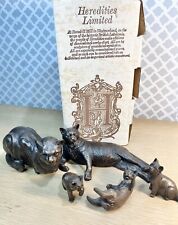 RARE Vintage Heredities Limited Bronze Cat with Kittens Made in England w/Box + picture