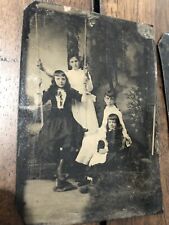 Two 1800s Tintype Photos including Outdoor Group Girls picture