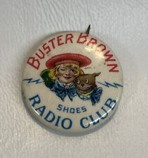 Vintage Buster Brown Shoes Radio Club Pinback Button Paper Back 7/8