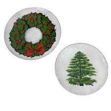 Vtg Annemarie Davidson MCM Christmas tree art plates enameled copper x2 picture