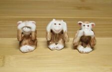 Miniature Ceramic Monkeys See No Evil Hear No Evil Speak No Evil 1.4