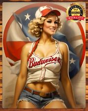 Budweiser - All American Girl - Rare - Metal Sign 11 x 14 picture