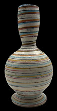 Guildcraft Italian Hand Painted Modernist Bulbous Striped Vase Made in Italy picture