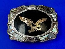 Flying Eagle Abalone Shell Border Handcrafted Belt Buckle by Johnson & Held picture