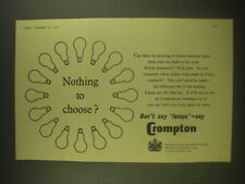 1955 Crompton Light Bulbs Ad - Nothing to choose? Don't say lamps - say Crompton picture