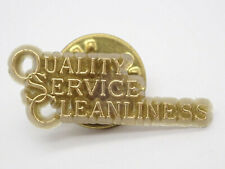 Quality Service Cleanliness Gold Tone Vintage Lapel Pin picture