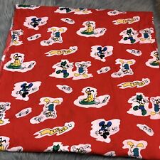 Vintage Red Disney Mickey Mouse Donald Pluto Dance Music Fabric *Read picture