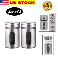 Set of 2 Salt and Pepper Shakers Stainless Steel Glass Set-Elegant Design picture