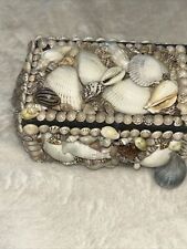 Handcrafted Sea Shell 5”x3” Trinket Box And 7” Sea Shell Napkin Holder picture