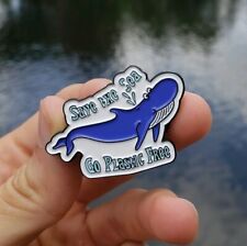 SAVE THE SEA - Save the Sea Go Plastic Free Whale Black Soft Enamel Pin picture