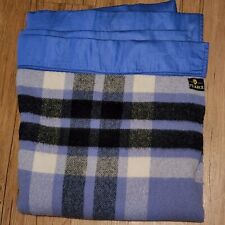 Vintage Pearce Wool Blanket Throw Blue Plaid 85
