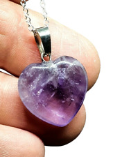 Amethyst Heart Necklace Pendant Crystal Gemstone Spiritual 18