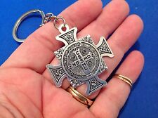 LG St BENEDICT Protection Key Chain Ring Saint Medal Ornate 4