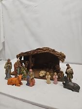 VTG Brinns PGH Nativity Scene Set 10 Pieces Vintage Ceramic And Wood Jesus Birth picture