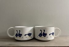 VINTAGE Artmark Blue & White Goose Soup Mug 16 oz - SET OF TWO. picture