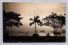 Beautiful Antique Singapore Sunset Photo RPPC Postcard (Trimmed) ~1920s picture