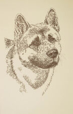 AKITA DOG ART Signed Stephen Kline Lithograph #59  Your dogs name added free. picture
