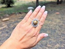 Navajo Women's Ring Tiger eye Stone Native American Signed Martinez sz 8.25 picture