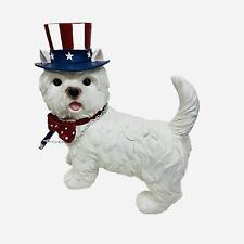Patriotic Puppy Dog Figurine Westie Uncle Sam USA 4th Of July Decor picture