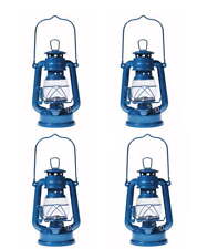 Lot of 4 - Hurricane Kerosene Oil Lantern Emergency Hanging Light Lamp - Blue picture