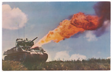 Flamethrowing M4 Sherman Tank with Radio Equipped Top Turret Chrome Postcard picture