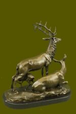 Elk Stag Buck Deer Wildlife Art Cabin Lodge Sportsman Bronze Marble Statue Decor picture