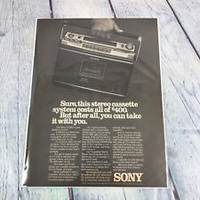 Vintage 1976 Sony Stereo Cassette Player Genuine Magazine Advertisement Print Ad picture