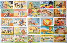 Postcard Lot 25 Comic Cards Joke Funny Humor Unused Animals Cartoon Linen Old picture