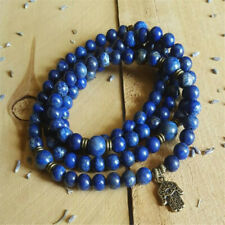 6MM Lapis Lazuli Bracelet 108 Beads Pendant Healing Mala Unisex Pray picture