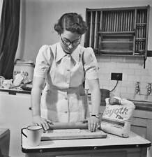 Female Home Economics expert prepares pastry made soya flour a - 1941 Old Photo picture