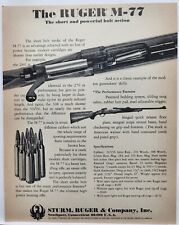 1970 Sturm Ruger M-77 Rifle Hunting Vintage Print Ad Man Cave Southport CT 70's picture