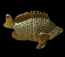Two's Company Green & Gold Enamel Rhinestone Angel Fish Trinket Box - 4” picture