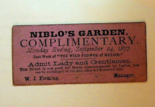 Niblo's Garden Complimentary Ticket September 24 1877 New York City picture